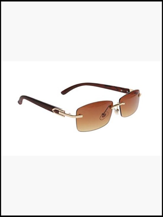 Metal & Wood Rectangular Sunglasses UV Protection Non-Polarized main image 4